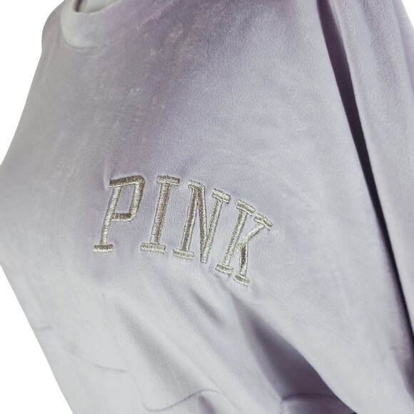 Victoria Secret Pink Gray Velvet Athletic Athleisure Winter Women's Top L - Picture 3 of 8